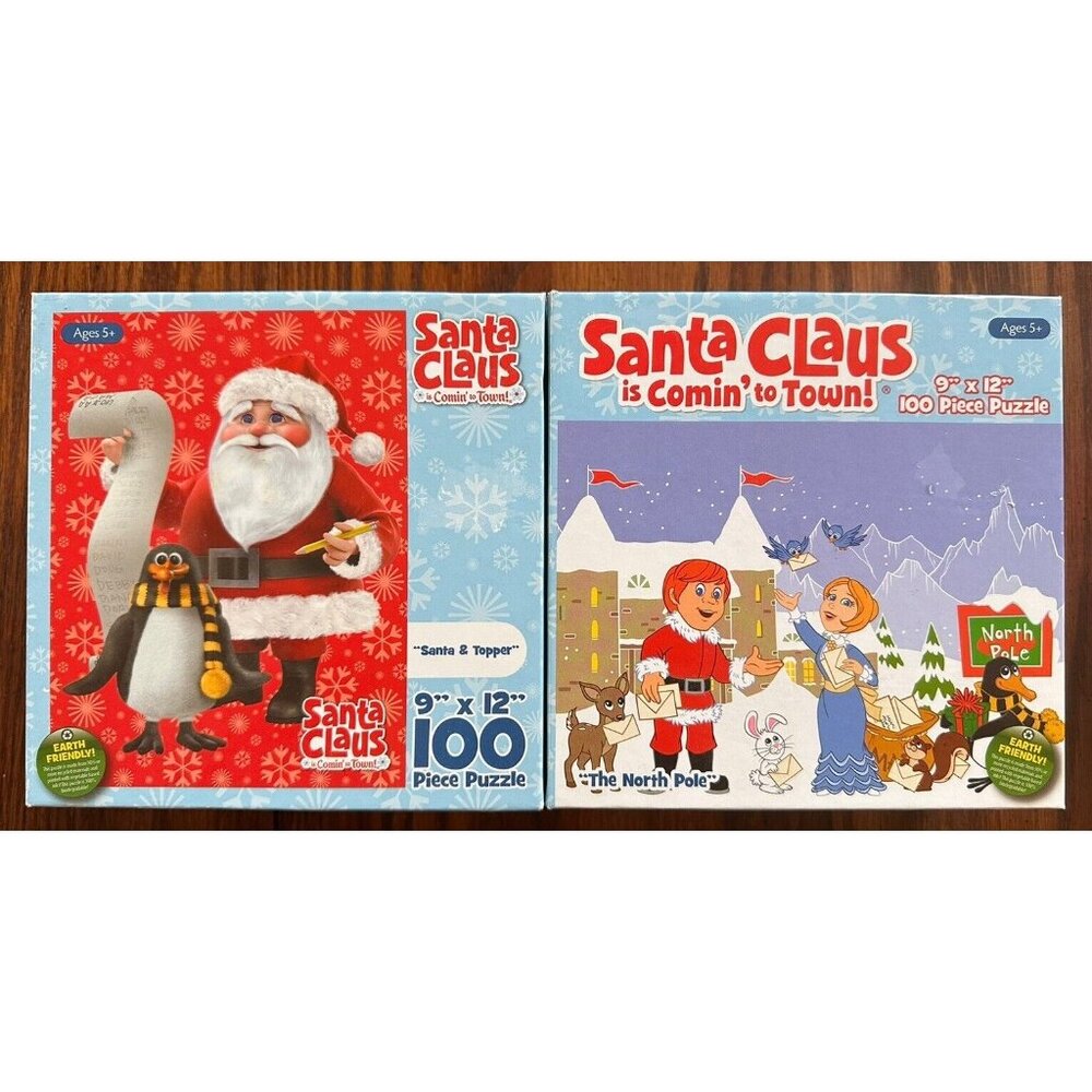 Santa Claus Is Coming To Town 9"x12" 100 Piece Puzzle Lot Of‎ 2 Factory Sealed!